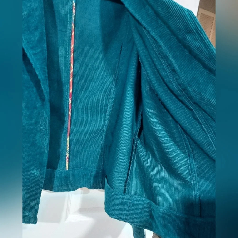 RQT Teal Blue Corduroy Double Lapel Lightweight Jacket in Size XL - Picture 10 of 11